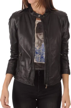 KYZER KRAFT Womens Leather Jacket Bomber Motorcycle Biker Real Lambskin Leather Jacket for Womens