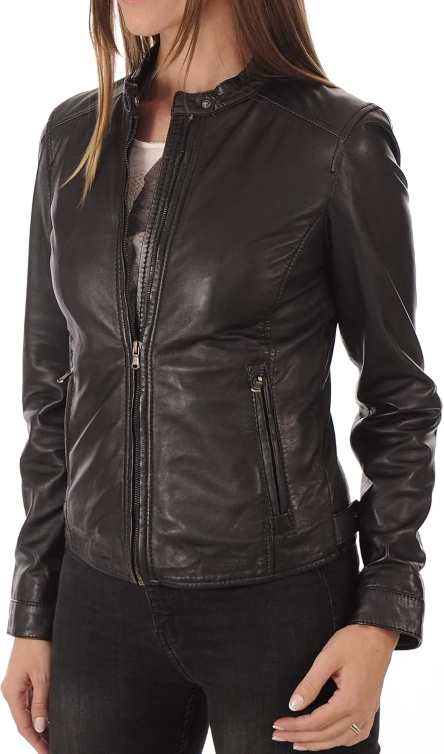 KYZER KRAFT Womens Leather Jacket Bomber Motorcycle Biker Real Lambskin Leather Jacket for Womens