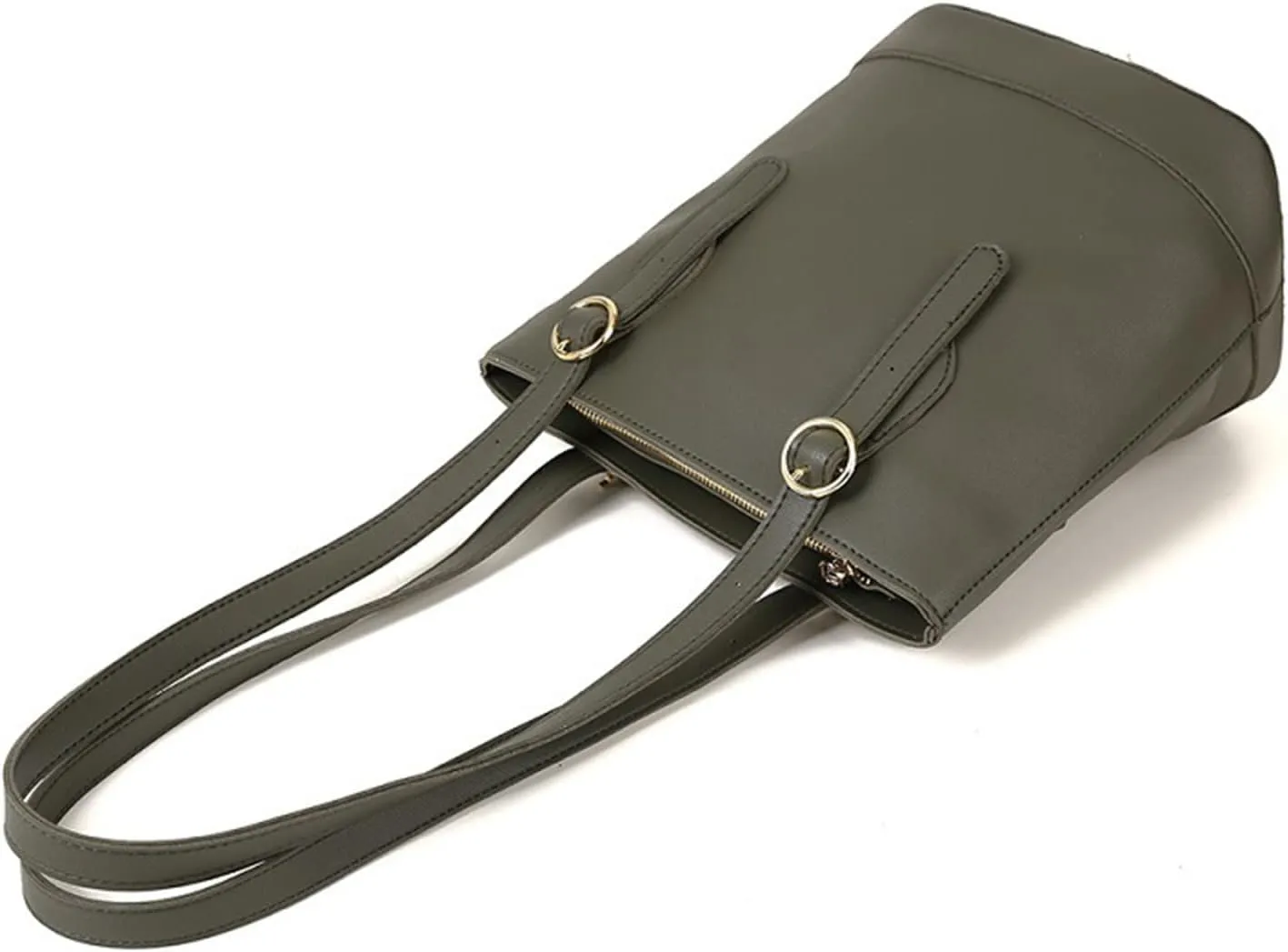 Ladies Fashion Casual Solid Color Leather Large Capacity Belt Zipper Shoulder Bags over The Shoulder Bag (One Size)