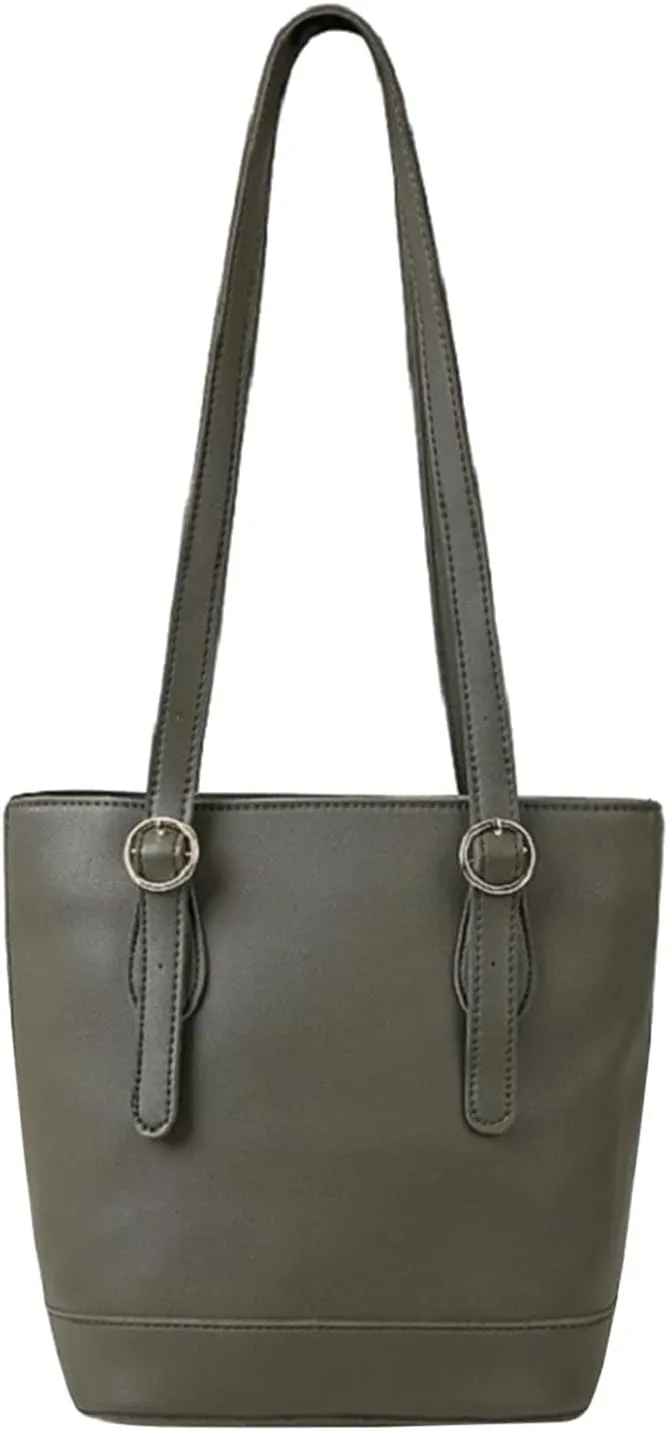 Ladies Fashion Casual Solid Color Leather Large Capacity Belt Zipper Shoulder Bags over The Shoulder Bag (One Size)