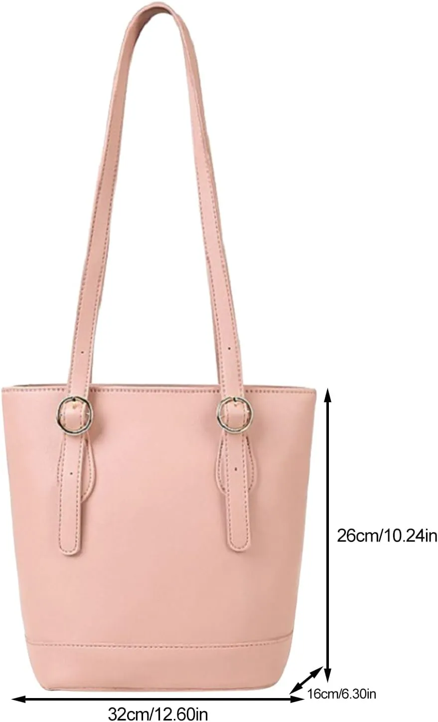 Ladies Fashion Casual Solid Color Leather Large Capacity Belt Zipper Shoulder Bags over The Shoulder Bag (One Size)