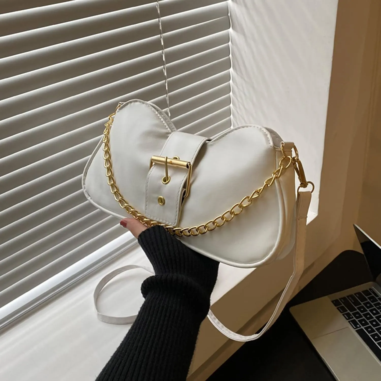 Ladies Fashion Retro Solid Color Leather Metal Adjustable Shoulder Strap Messenger Bag Mens Messenger Bag for