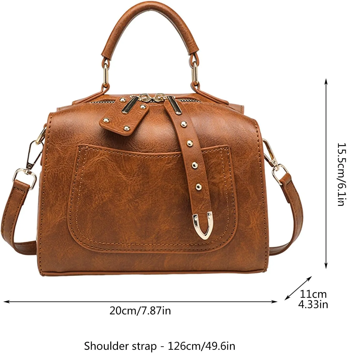 Ladies Soft Leather Retro Simple Fashion Square Bag Shoulder Bags Capacity Pocket Crossbody Bag (Black, One Size)