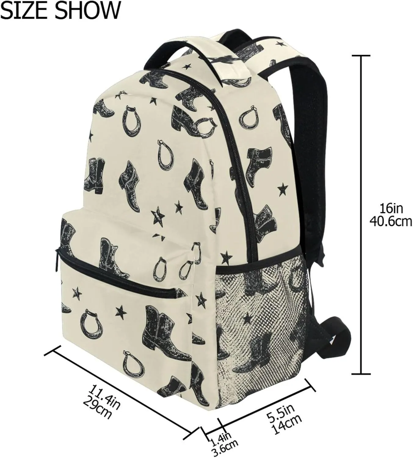 Laptop Backpack for Teens Boys Girls Fashion Business Work Bag with Chest Strap Gift Men & Women Western Cowboy Boots Spurs Primitive Charm