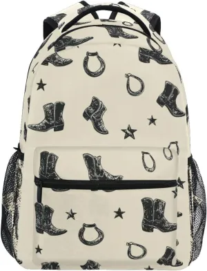 Laptop Backpack for Teens Boys Girls Fashion Business Work Bag with Chest Strap Gift Men & Women Western Cowboy Boots Spurs Primitive Charm