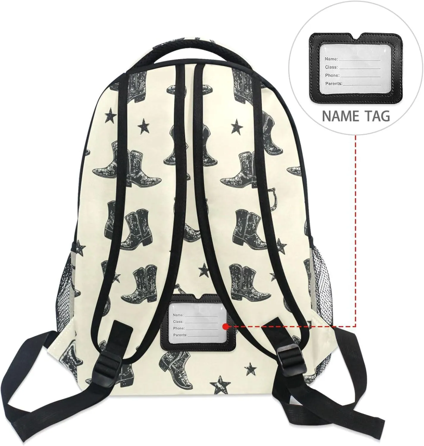 Laptop Backpack for Teens Boys Girls Fashion Business Work Bag with Chest Strap Gift Men & Women Western Cowboy Boots Spurs Primitive Charm