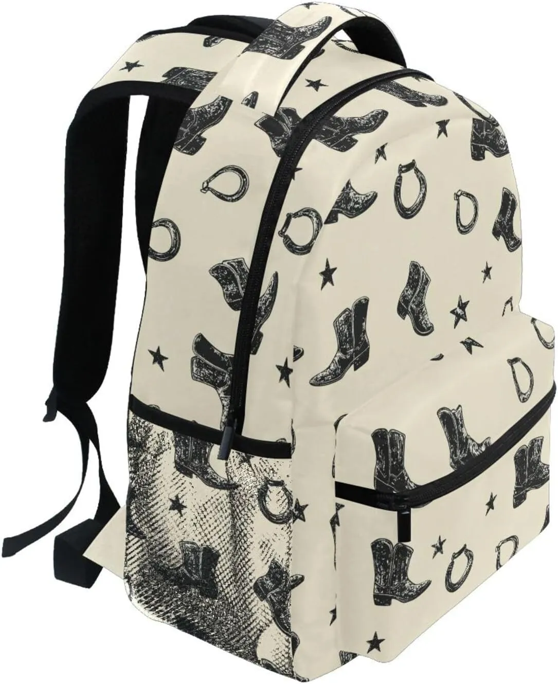 Laptop Backpack for Teens Boys Girls Fashion Business Work Bag with Chest Strap Gift Men & Women Western Cowboy Boots Spurs Primitive Charm
