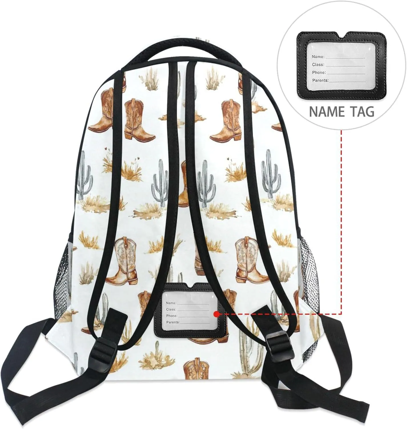 Laptop Backpack for Women Men Waterproof Diaper Bag Backpack with Chest Strap Gift Men & Women Western Cowboy Boho Cactus Boots West Ranch
