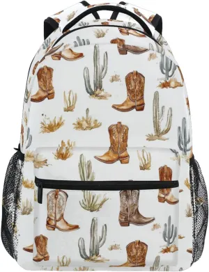 Laptop Backpack for Women Men Waterproof Diaper Bag Backpack with Chest Strap Gift Men & Women Western Cowboy Boho Cactus Boots West Ranch