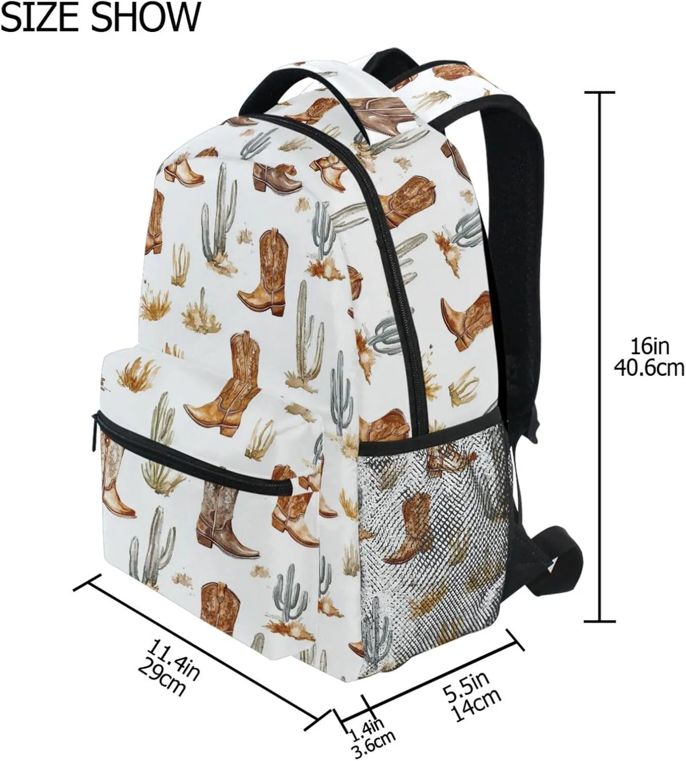 Laptop Backpack for Women Men Waterproof Diaper Bag Backpack with Chest Strap Gift Men & Women Western Cowboy Boho Cactus Boots West Ranch