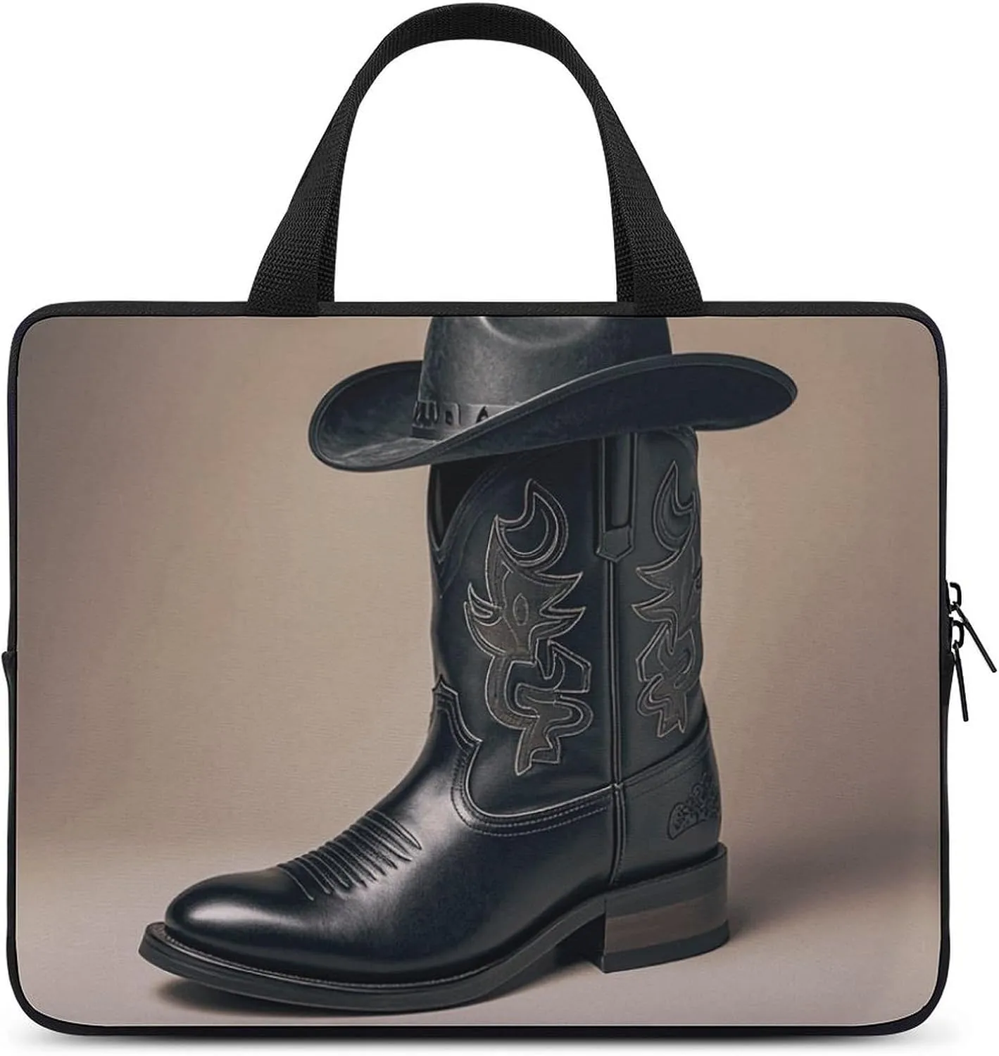 Laptop Case Sleeve Shockproof Computer Carrying Bag Cowboy Black Hat Western Boots Laptop Bag Tote Lightweight Notebook Case Cover Traveling Briefcase Handle Bags for Travel Business 10inch
