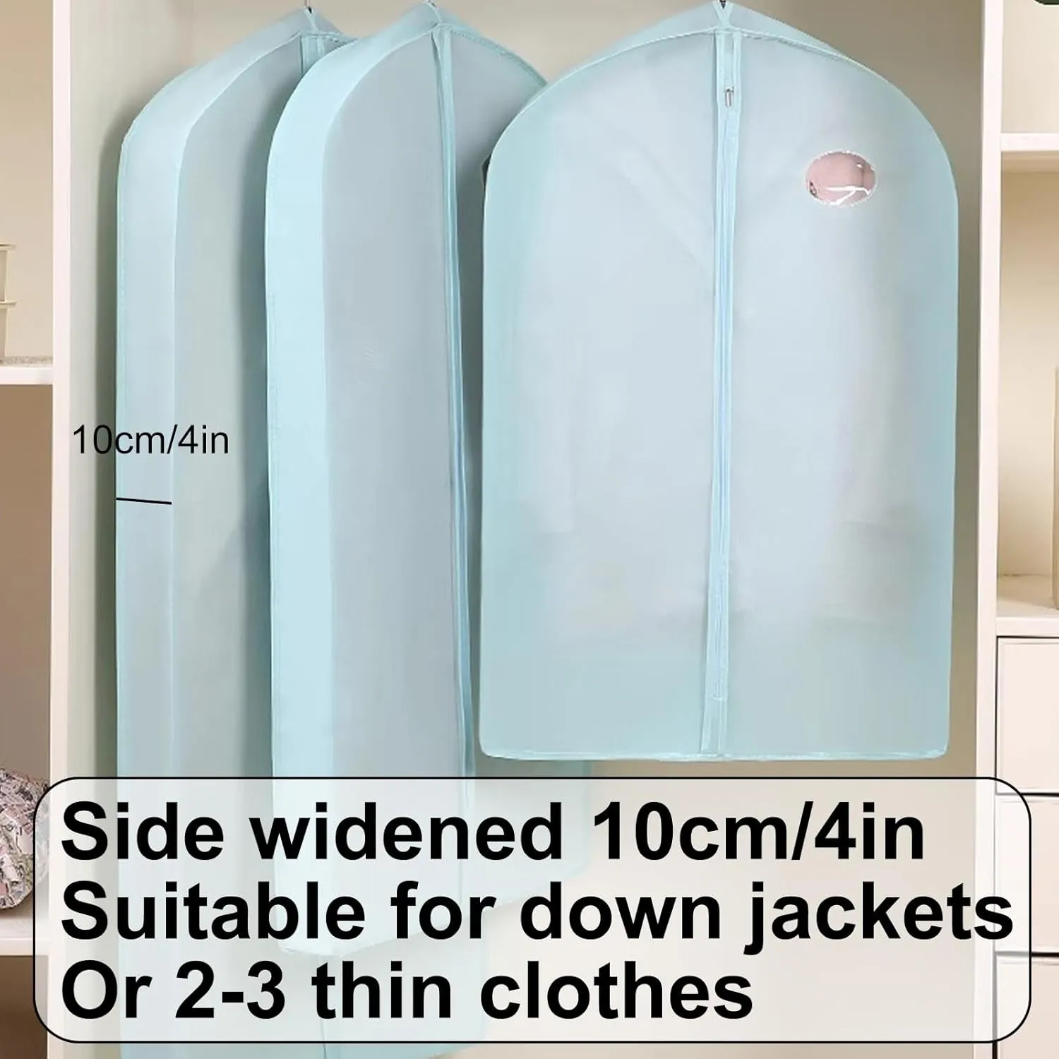 Large Capacity Garment Bags for Hanging Clothes, Plastic suit Bags for Closet Storage for Shirts, Jackets, Coats, 2 Packs(Pink,60x10x85cm/24x4x33in)