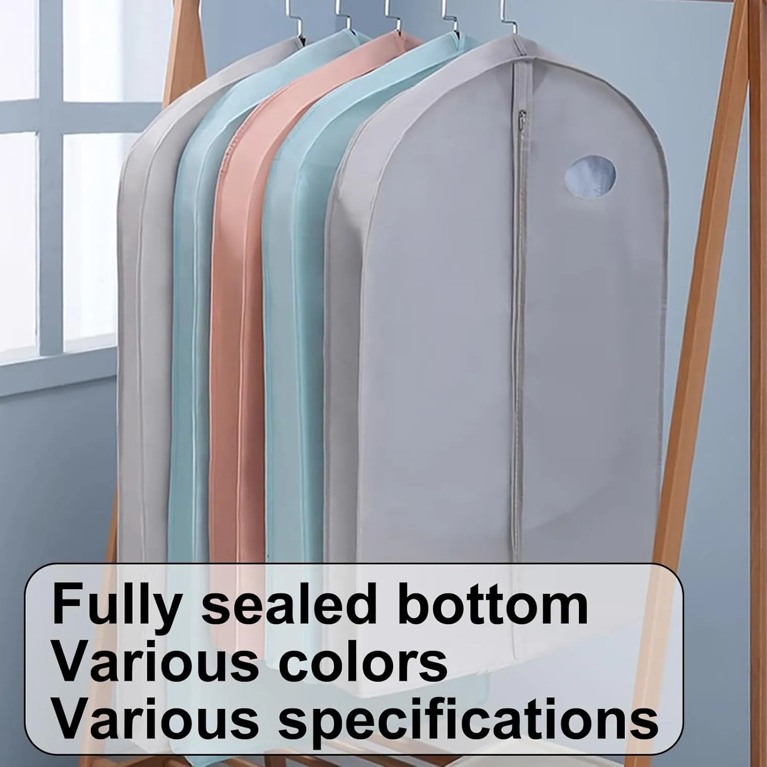 Large Capacity Garment Bags for Hanging Clothes, Plastic suit Bags for Closet Storage for Shirts, Jackets, Coats, 2 Packs(Pink,60x10x85cm/24x4x33in)