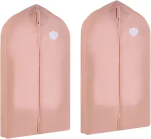Large Capacity Garment Bags for Hanging Clothes, Plastic suit Bags for Closet Storage for Shirts, Jackets, Coats, 2 Packs(Pink,60x10x85cm/24x4x33in)
