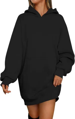 lcyhony Women's Fleece Oversized Sweatshirt Y2k Loose Comfy Hoodie Dress Winter Warm Long Sleeve Pullover Tops with Pockets