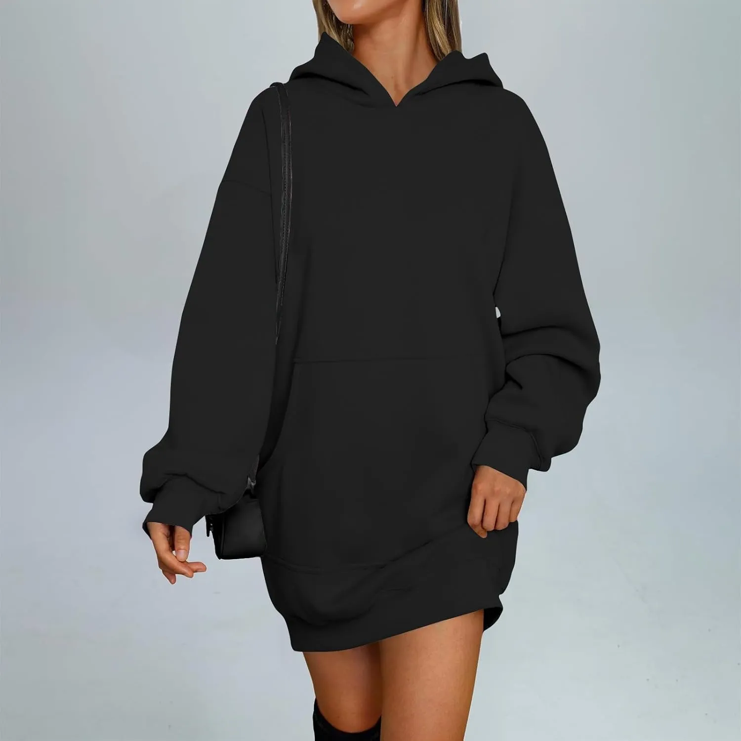 lcyhony Women's Fleece Oversized Sweatshirt Y2k Loose Comfy Hoodie Dress Winter Warm Long Sleeve Pullover Tops with Pockets