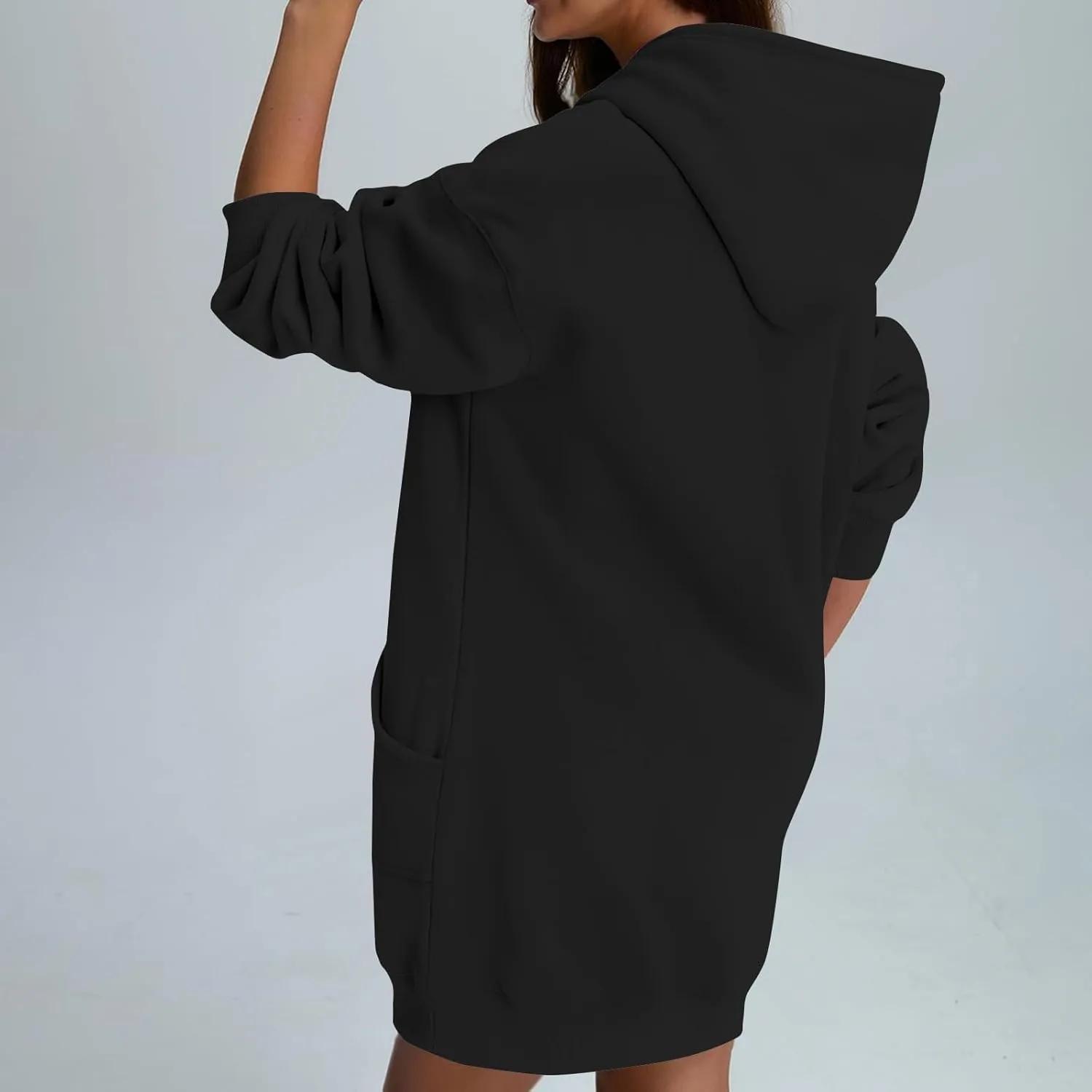 lcyhony Women's Fleece Oversized Sweatshirt Y2k Loose Comfy Hoodie Dress Winter Warm Long Sleeve Pullover Tops with Pockets