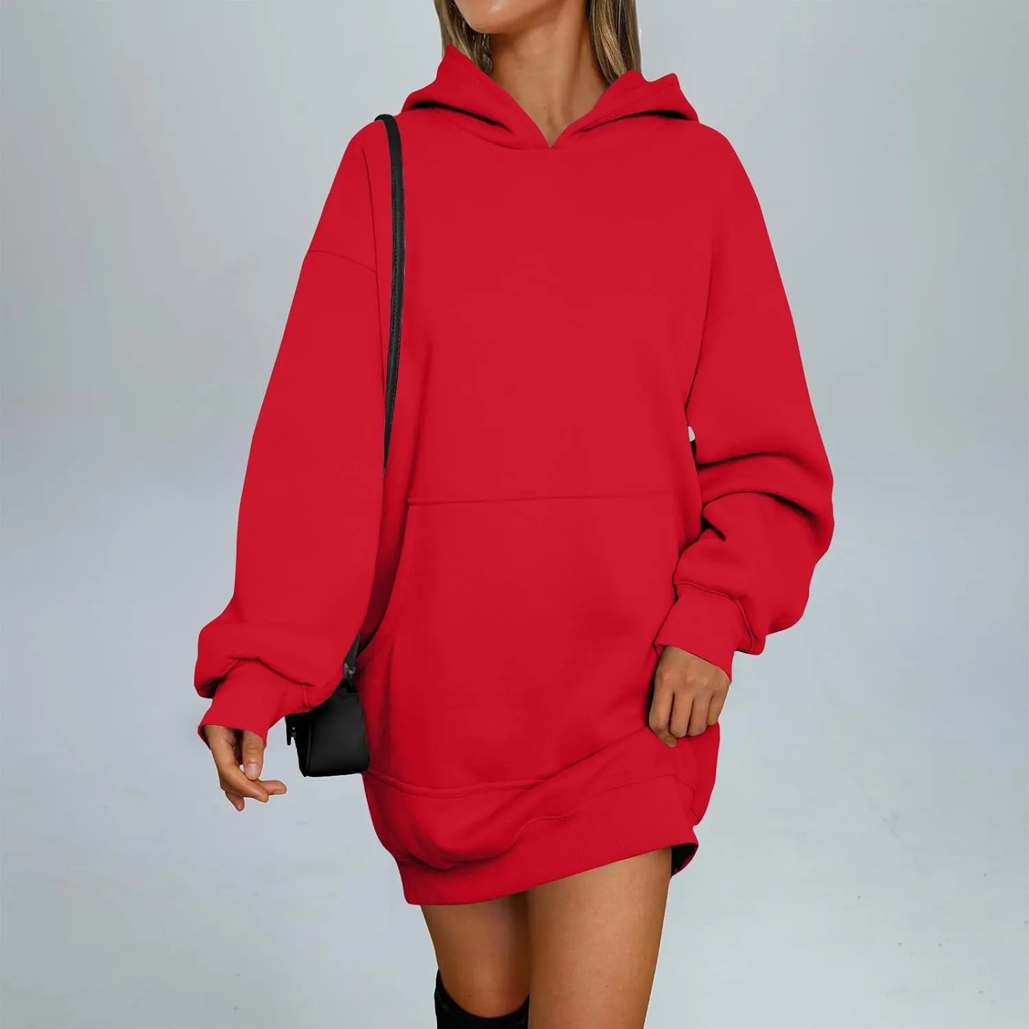 lcyhony Women's Fleece Oversized Sweatshirt Y2k Loose Comfy Hoodie Dress Winter Warm Long Sleeve Pullover Tops with Pockets