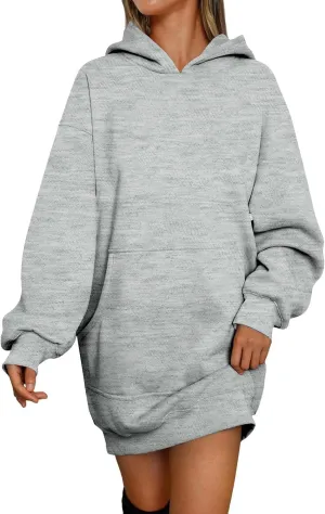 lcyhony Women's Fleece Oversized Sweatshirt Y2k Loose Comfy Hoodie Dress Winter Warm Long Sleeve Pullover Tops with Pockets