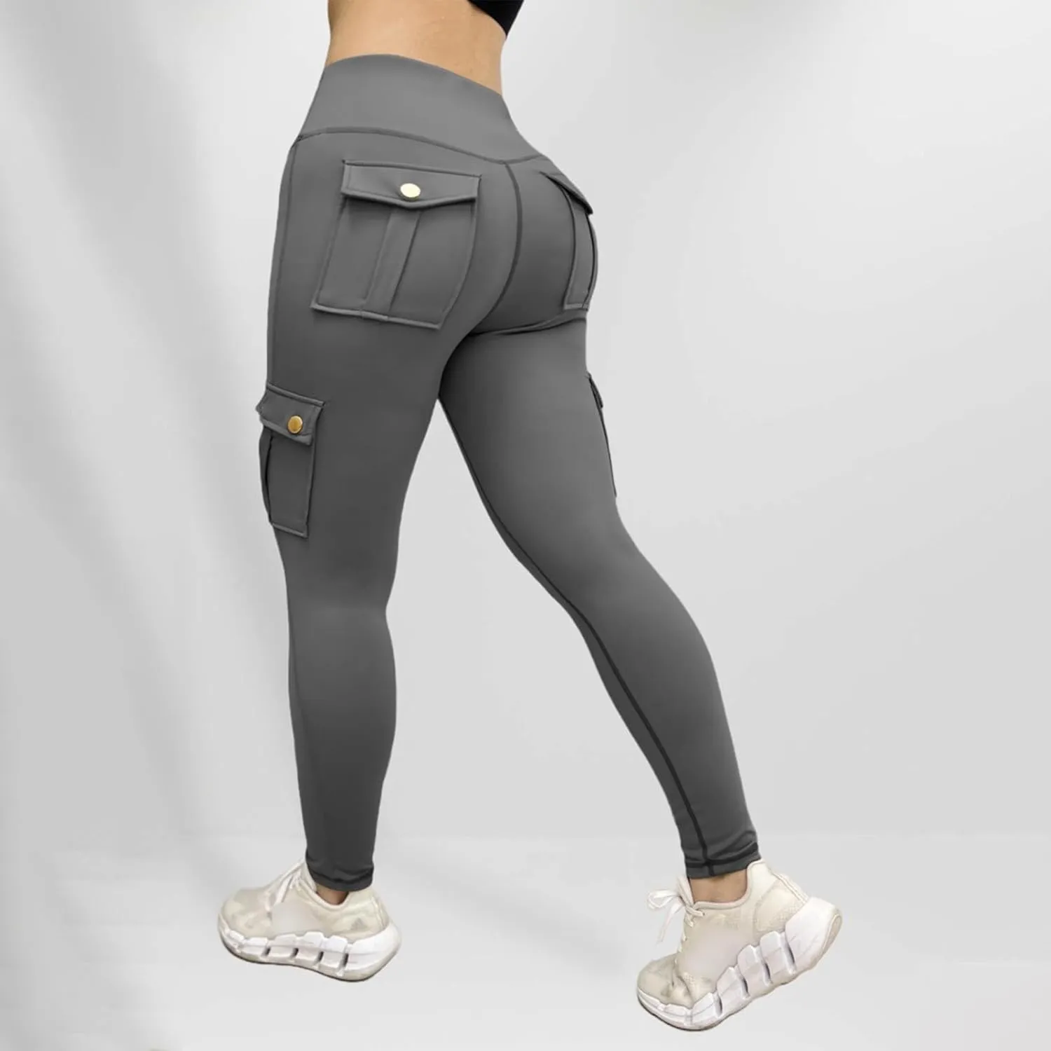 Leggings With Pockets for Women,High Waisted Cargo Pants Women,Tummy Control Butt Lifting Plus Size Workout Leggings