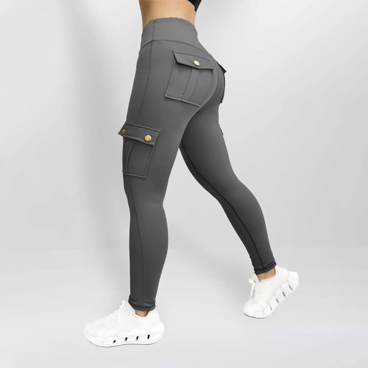 Leggings With Pockets for Women,High Waisted Cargo Pants Women,Tummy Control Butt Lifting Plus Size Workout Leggings