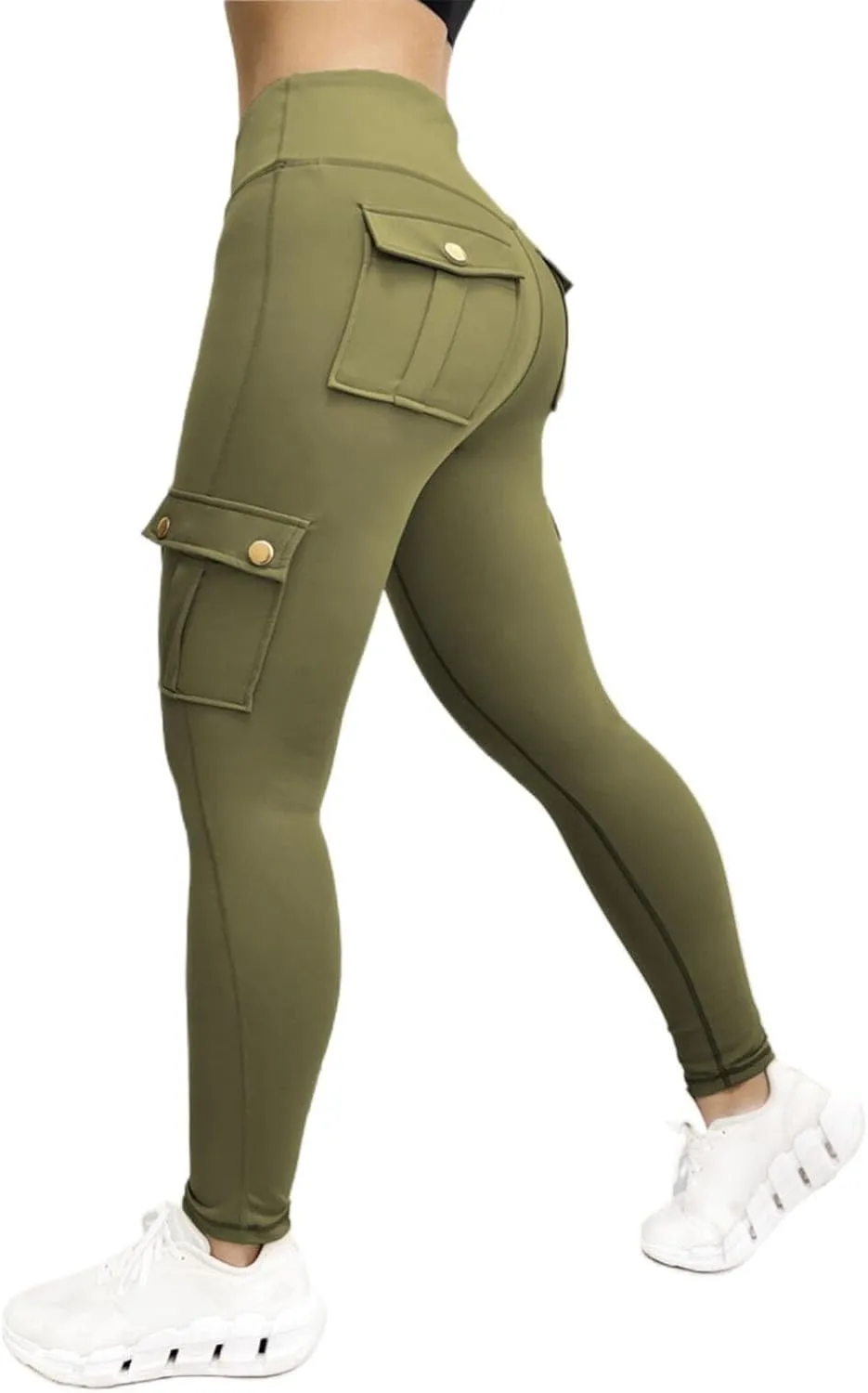 Leggings With Pockets for Women,High Waisted Cargo Pants Women,Tummy Control Butt Lifting Plus Size Workout Leggings