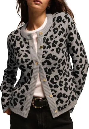 Leopard Print Cardigans for Women Cheetah Open Front Sweaters Button Down Knit Fall Clothes Long Sleeve Outwear Coats