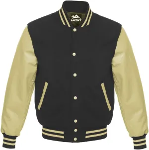 Letterman Varsity Baseball Bomber School College University Jackets Genuine Red Leather Sleeves Black Wool