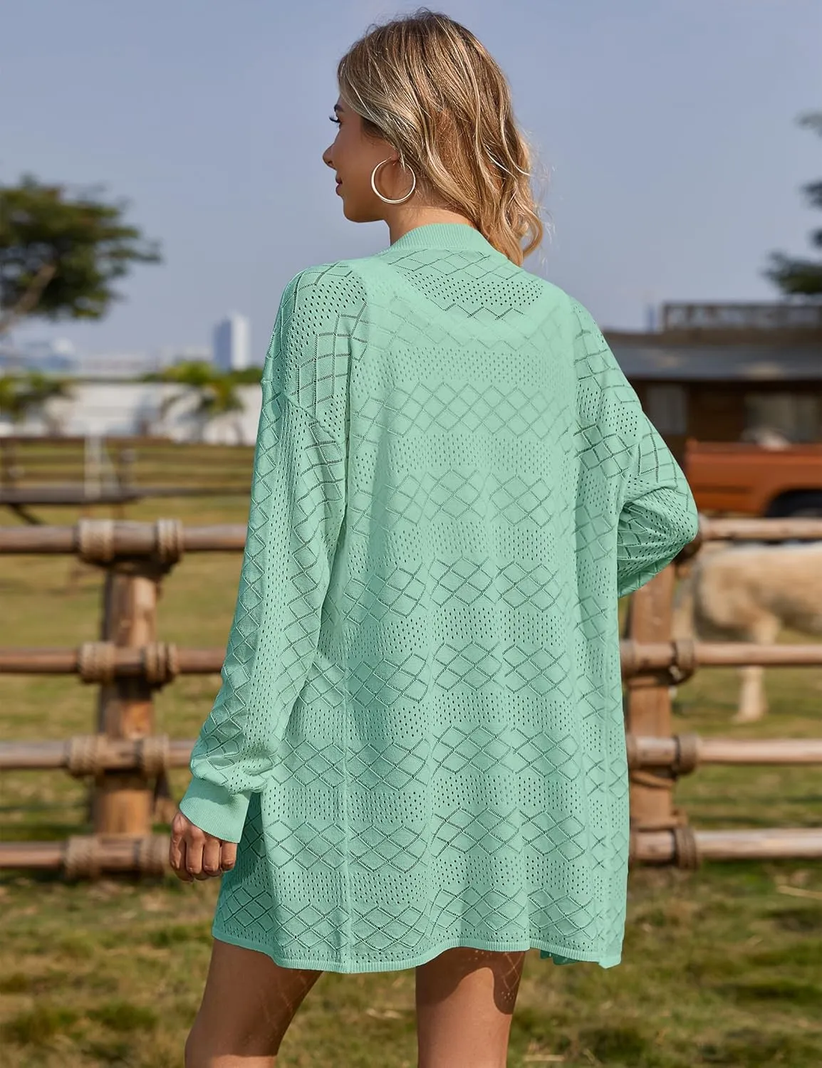 Lightweight Cardigans for Women Open Front Crochet Sweater Kimono Thin Drape Sun Protection Coverups Travel