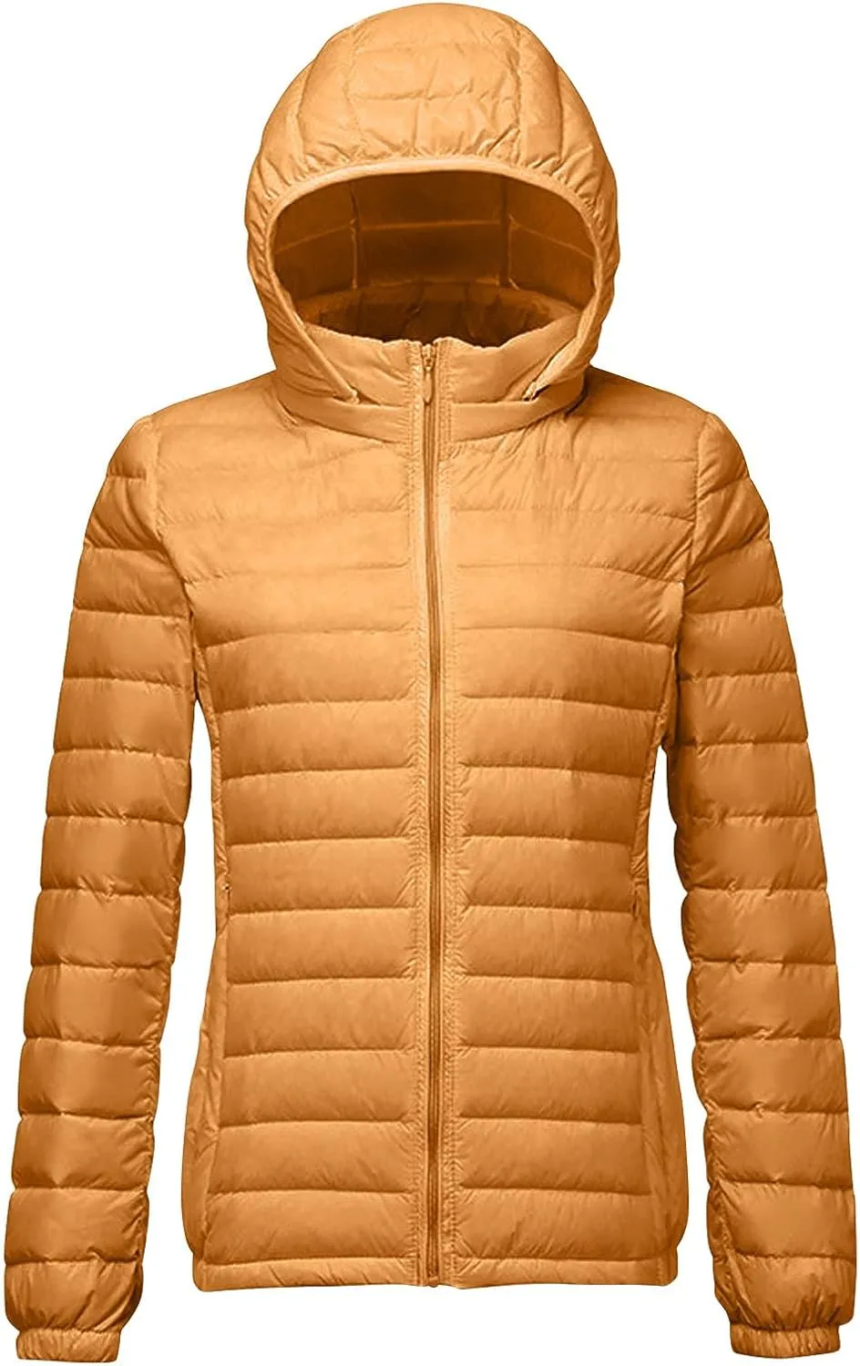 Lightweight Jackets For Women With Hood Long Sleeve Trendy Zip Solid Color Down Coat Winter Warm Casual Puffer Jacket