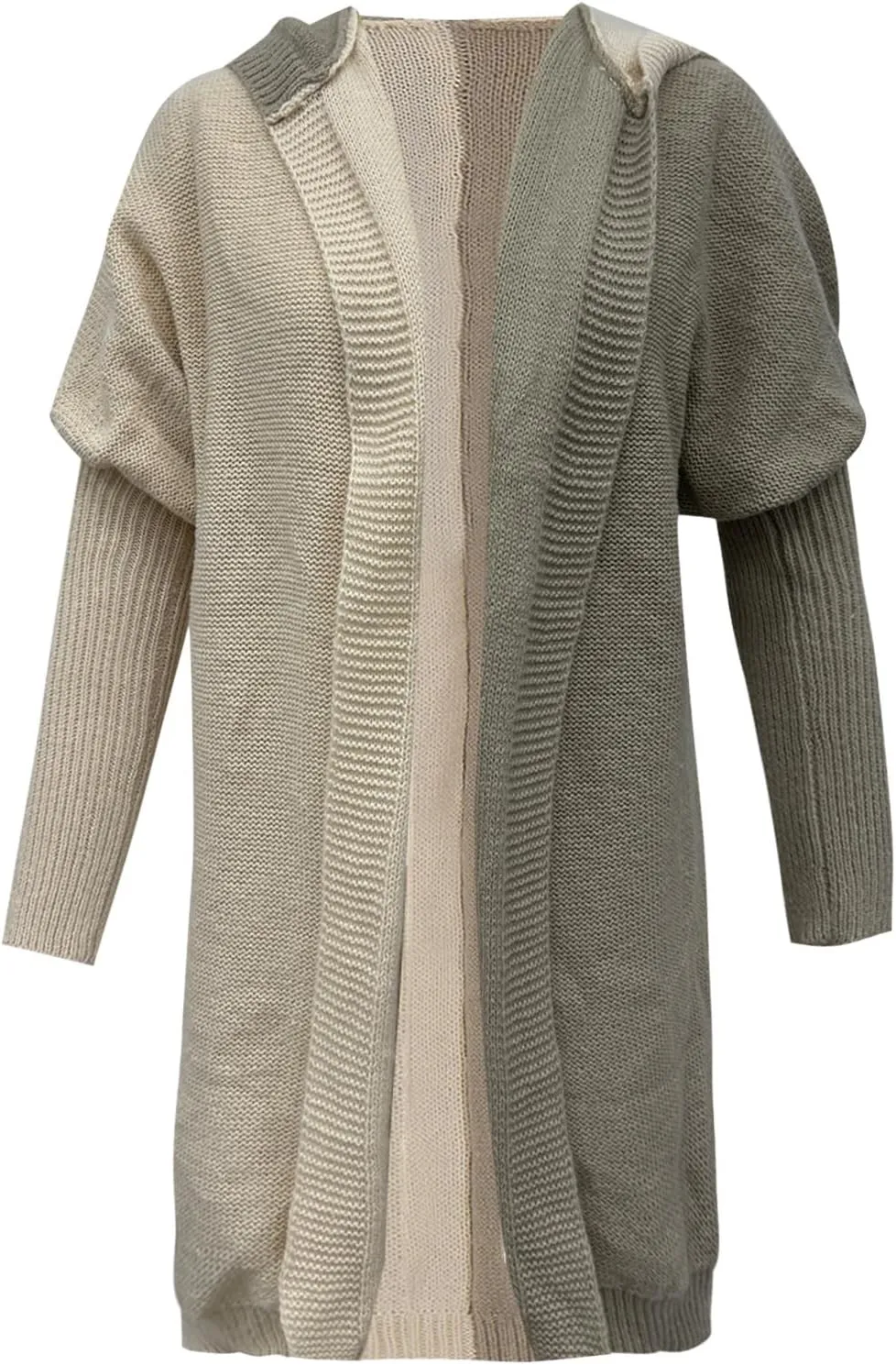 Long Cardigan Sweaters for Women Winter Coats Color Block Knit Sweater Fall Jackets with Hood Long Trench Coat