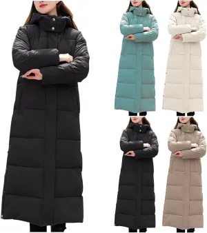 Long Jackets for Women Quilted Coats Trendy Puffer Hooded Jacket Zip Up Casual Jacket Coat Thicken Cotton Padded Jacket