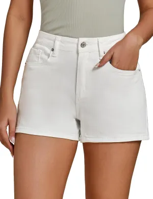 luvamia Jean Shorts for Women High Waisted Trendy Summer Casual Wide Leg Stretchy Denim Jorts Distressed Cut Off Shorts