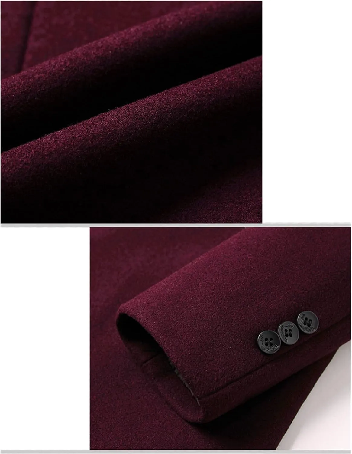 Maiyifu-GJ Mens Wool Blend Trench Coat Stand Collar Single Breasted Business Pea Coats Stylish Mid-Length Overcoat Jacket