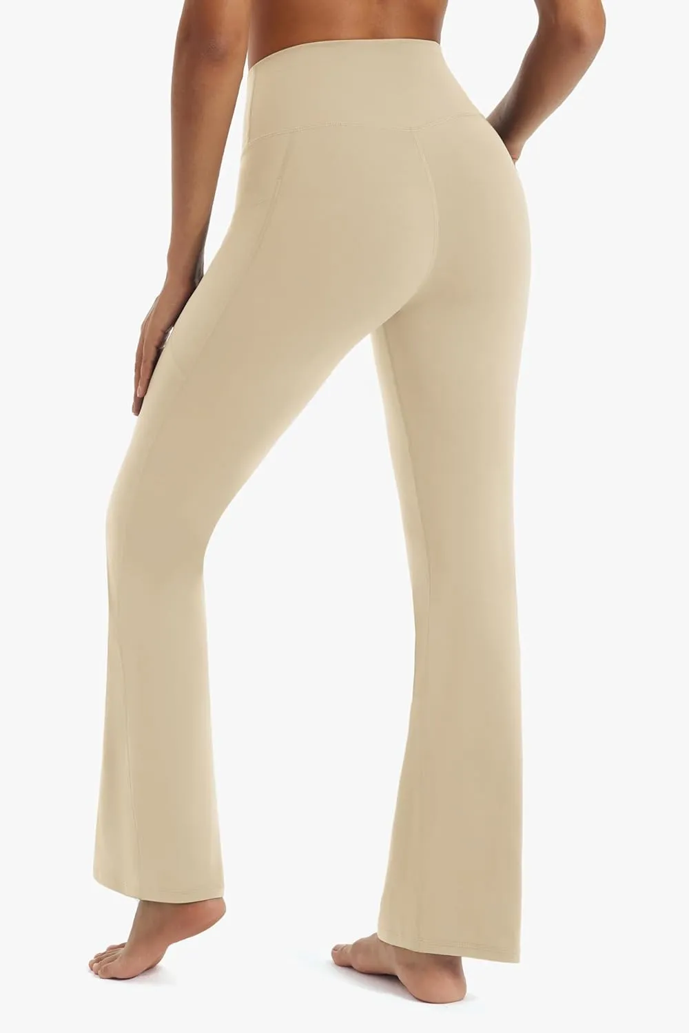 Maxbee Flare Yoga Pants with Pockets for Women, V Crossover Flare Leggings Tummy Control, High Waist Bootcut Yoga Leggings