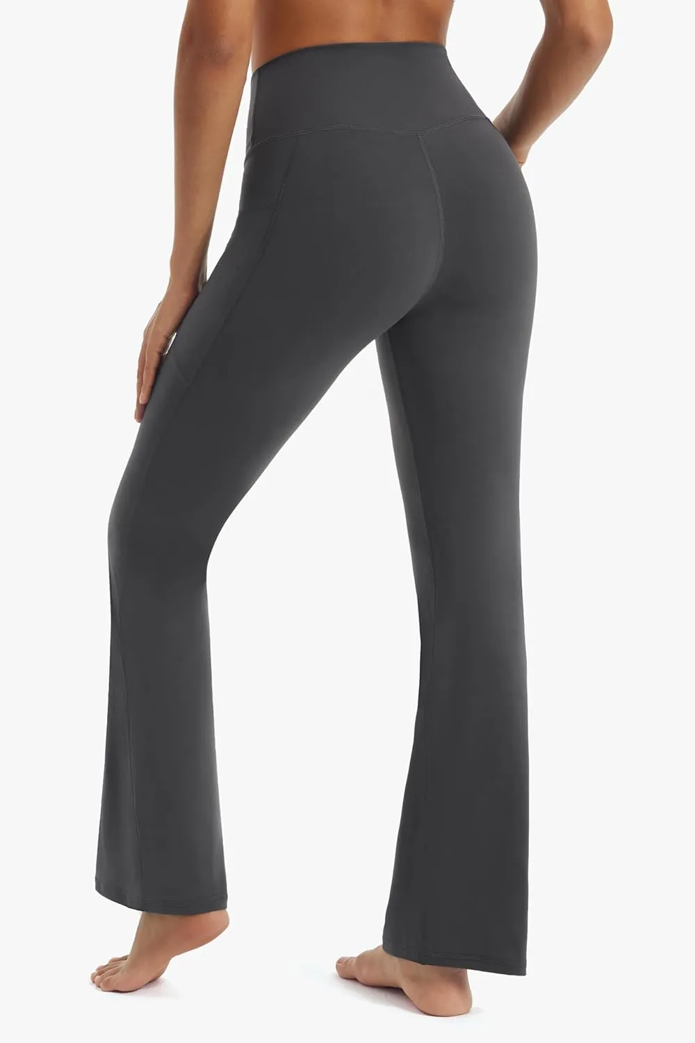 Maxbee Flare Yoga Pants with Pockets for Women, V Crossover Flare Leggings Tummy Control, High Waist Bootcut Yoga Leggings