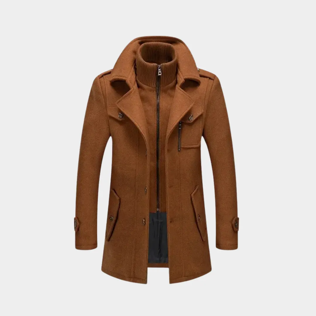 Men's Autumn/Winter Business Woolen Overcoat  Double Collar - Anti-Cold Nestle Jacket -