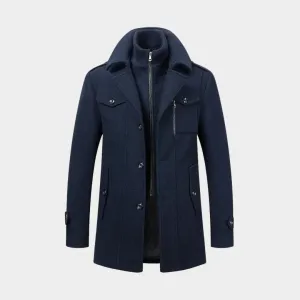 Men's Autumn/Winter Business Woolen Overcoat  Double Collar - Anti-Cold Nestle Jacket -