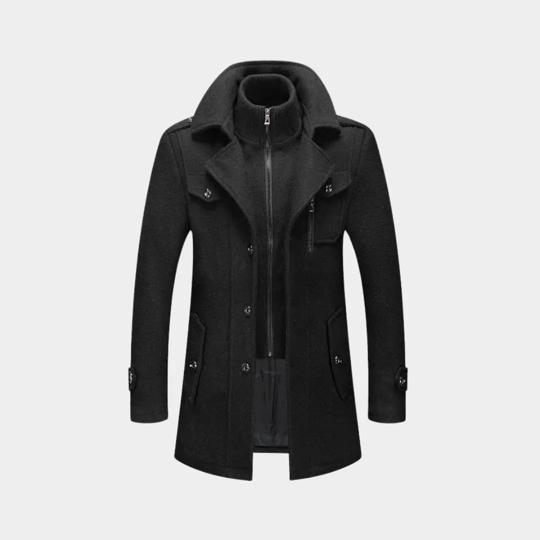 Men's Autumn/Winter Business Woolen Overcoat  Double Collar - Anti-Cold Nestle Jacket -
