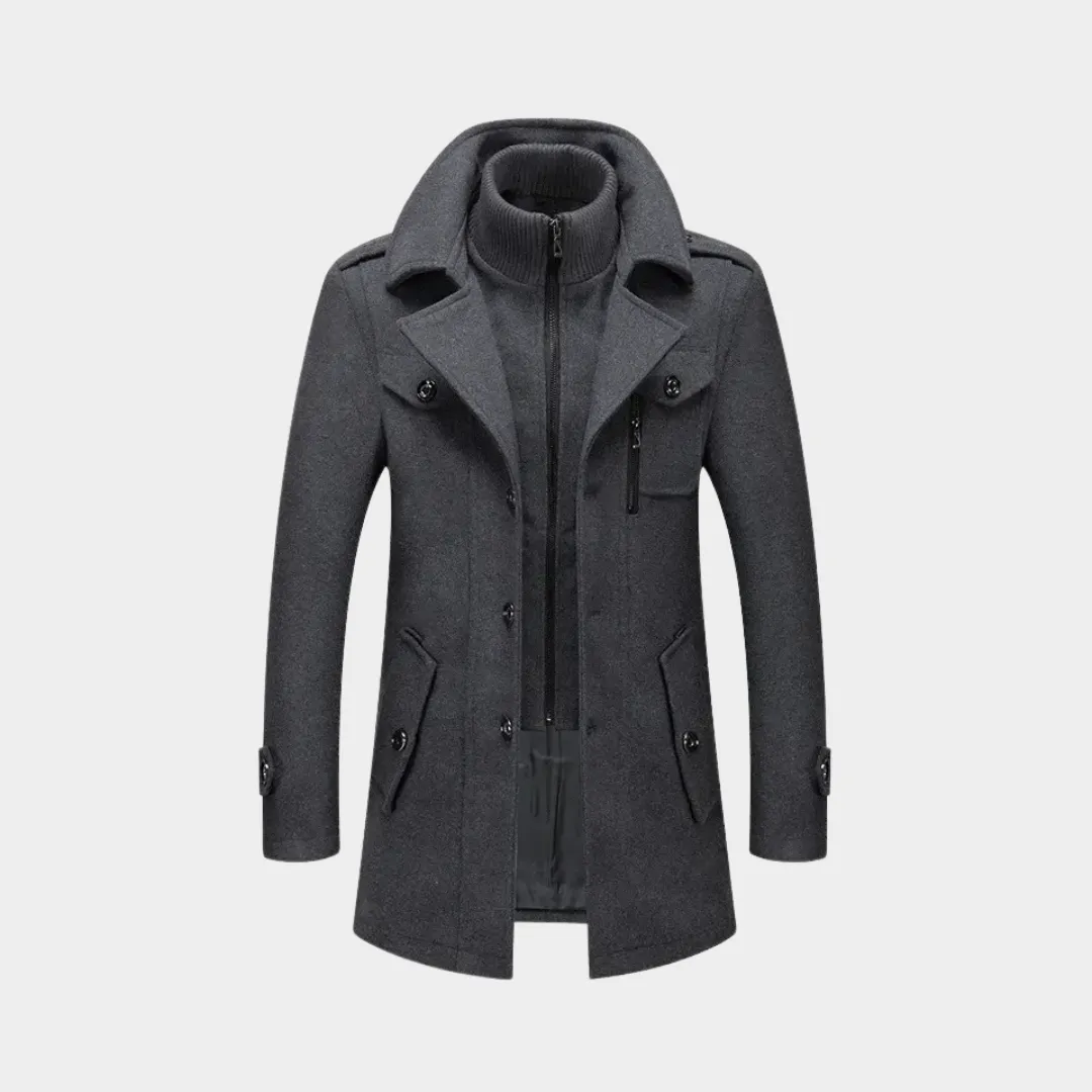 Men's Autumn/Winter Business Woolen Overcoat  Double Collar - Anti-Cold Nestle Jacket -