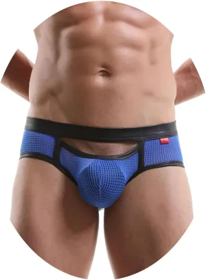 Men's Brief Underwear Sexy Mesh Hollow out Jockstrap Thong Underpants Patent Leather Fun U Convex Pouch Underwear