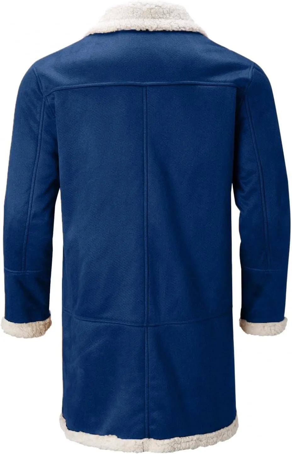 Mens Casual Sherpa Fleece Lined Jackets Winter Warm Fur Collar Long Trench Coats Big and Tall Outwears with Pockets