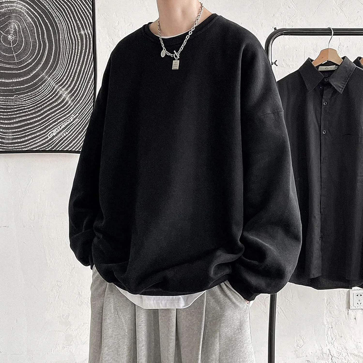 Men's Hooded Sweatshirts Long Sleeve Mens Casual Hoodie Splicing Casual Long Sleeve Drawstring Pullover with Pocket