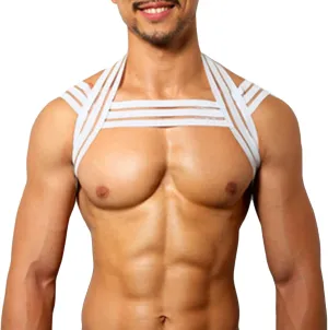 Mens Mesh Crop Top Body Chest Muscle Tops Harness Shoulder Bandage Night Club Sexy Stretch Fitness Shoulder Strap