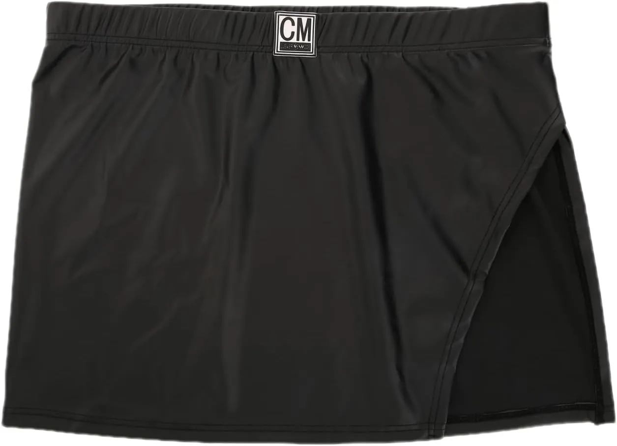 Men's Sexy Underwear Fun Lingerie Elastic Leather Skirt Pants Sexy Split Buttocks Boxer Brief Underpants