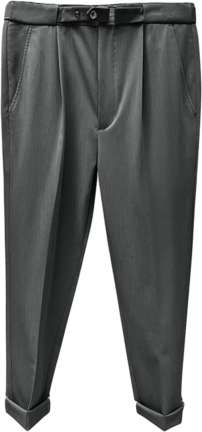 Men's Slim Fit Dress Pant Stretch Flat Front Traveler Long Pant Fashion Casual Business Chino Pants (38,Grey)