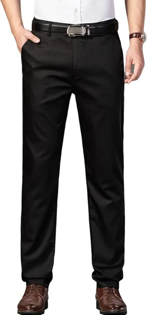 Men's Slim Fit Flat Front Pant Relaxed Business Dress Pant Chino Pant Skinny Fit Stretch Weddings Dress Pant