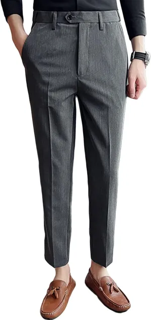 Men's Stretch Dress Pants Casual Slim Fit Skinny Suit Pants Solid Color Business Chino Trousers Chino Pants (30,Dark Grey)