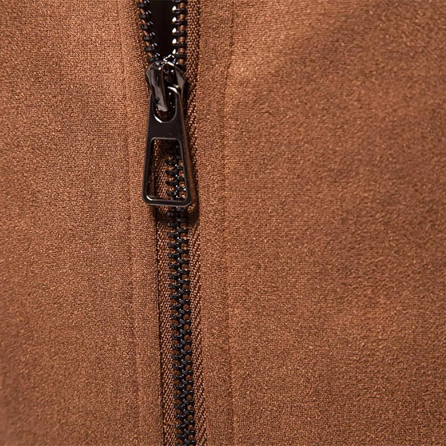Men's Suede Jacket Spring Fall Full Zip Up Jackets Vintage Faux Leather Coat Outwear with Zipper Pockets for Business