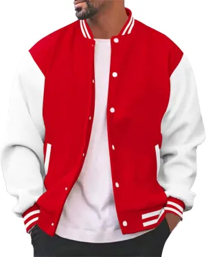 Mens Varsity Jackets Faux Leather Sleeve Letterman Baseball Jacket Bomber Coat Harajuku Vintage Tops